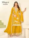 Rangrut Aasama Chinon Embroidery Plazzo Suits Exporters In India